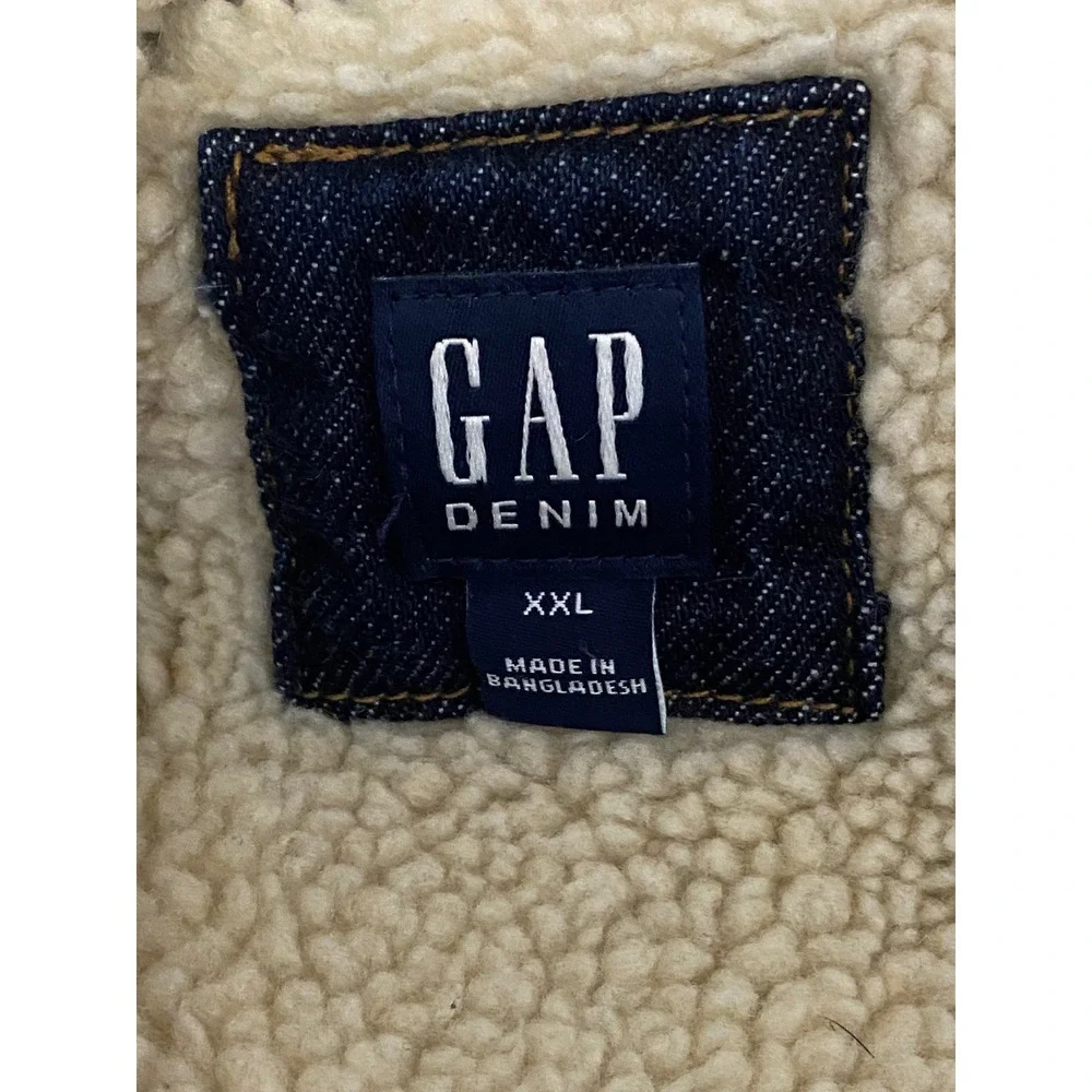 Kids Gap Denim Sherpa‎ Lined Trucker Jacket Dark Wash Blue Size XXL